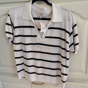 J. Crew Black and White Striped Knit Top